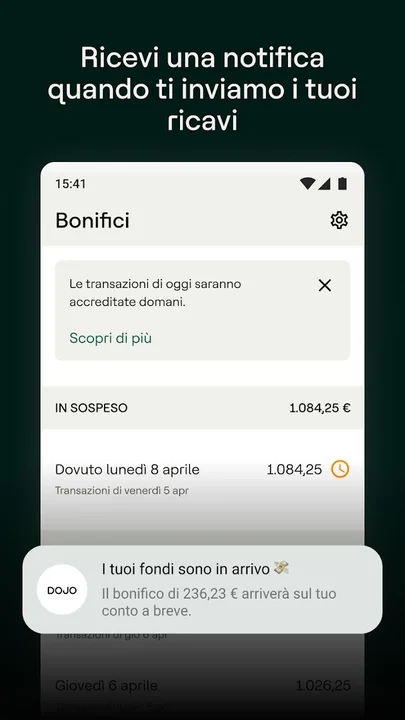 App Dojo: notifica quando arrivano i bonifici